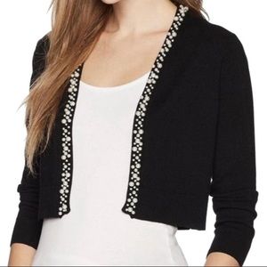 Black Cardigan w/ Pearl Trim